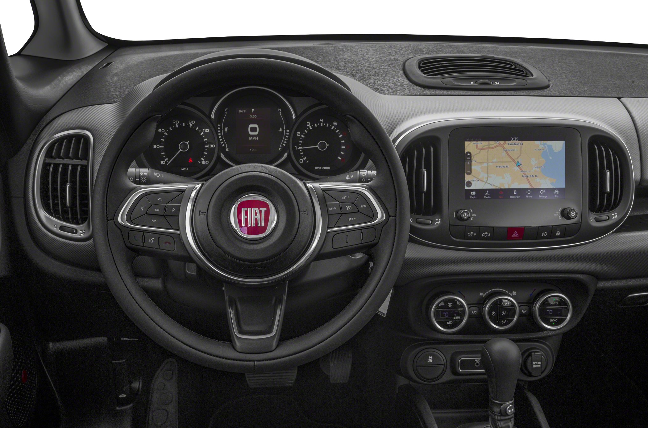 Dashboard with touchscreen, multifunction steering wheel