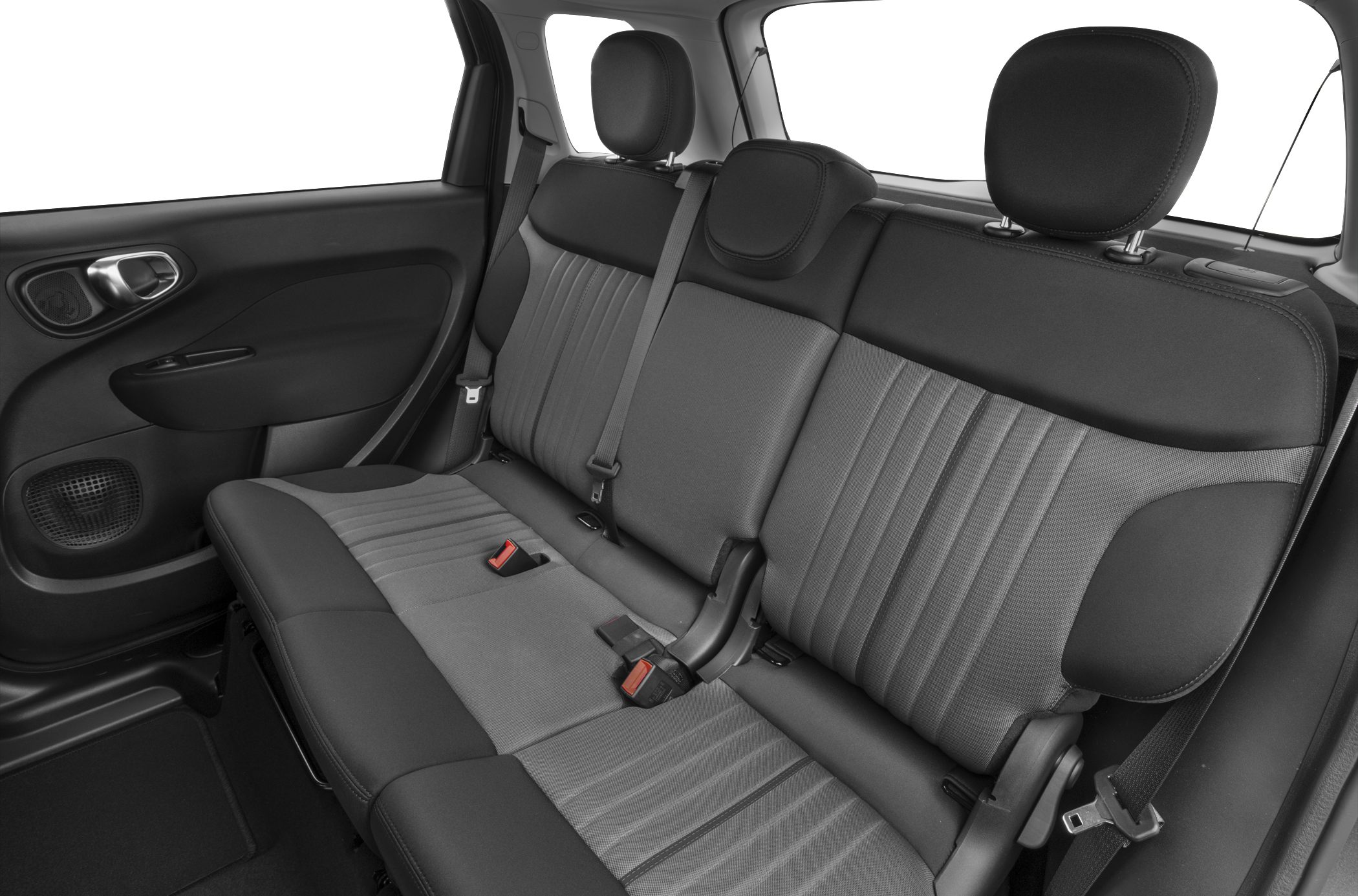 Rear seat with three headrests and seat belts