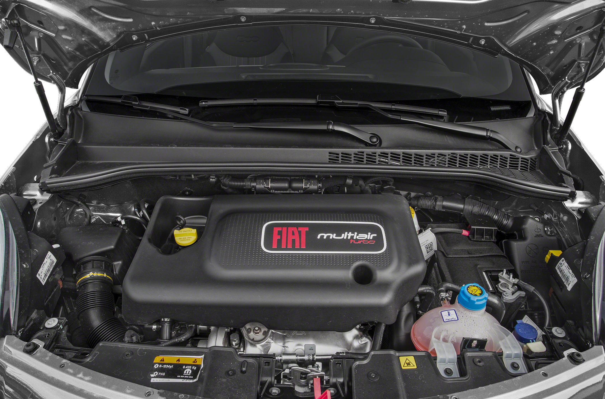 Engine bay with Multiair turbocharged engine and component layout