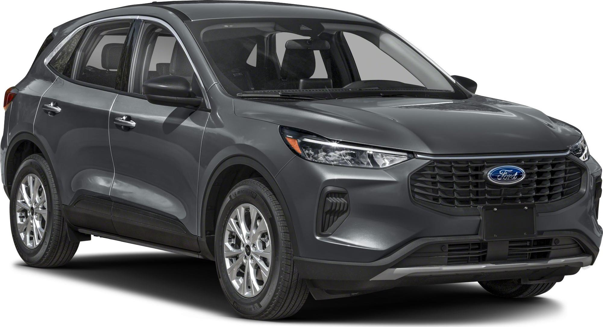 Front and side view with sleek headlights and bold grille.