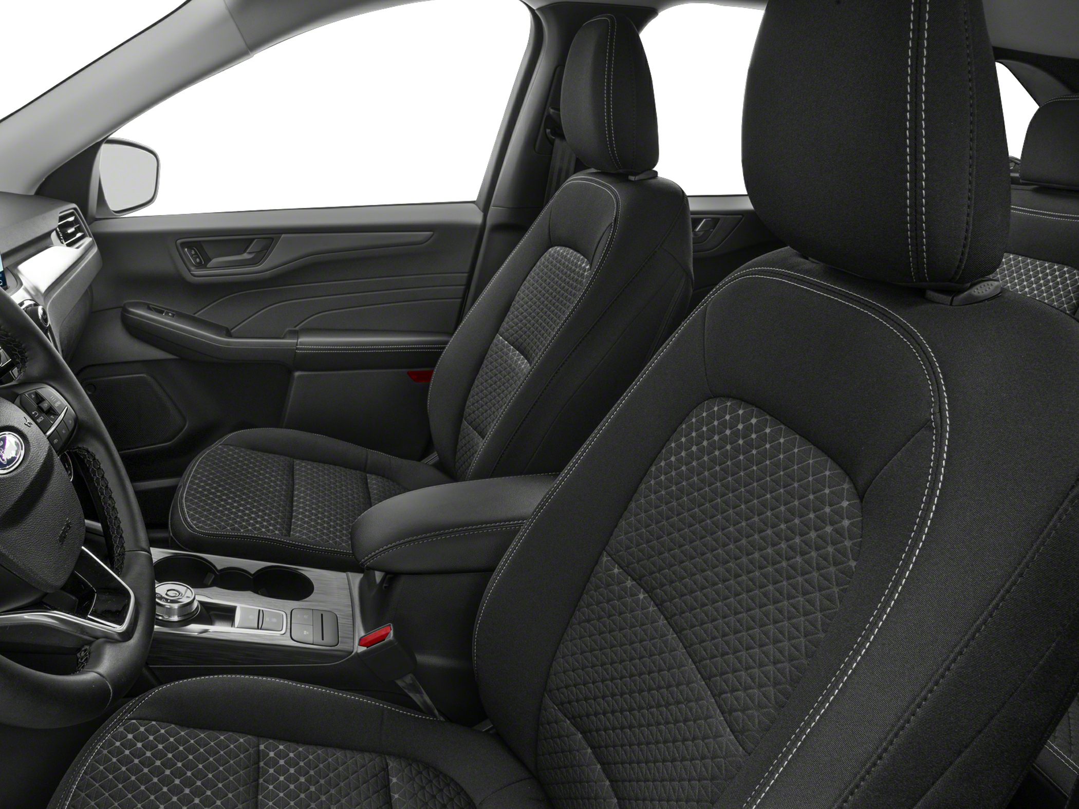 Front seats with detailed upholstery and modern center console