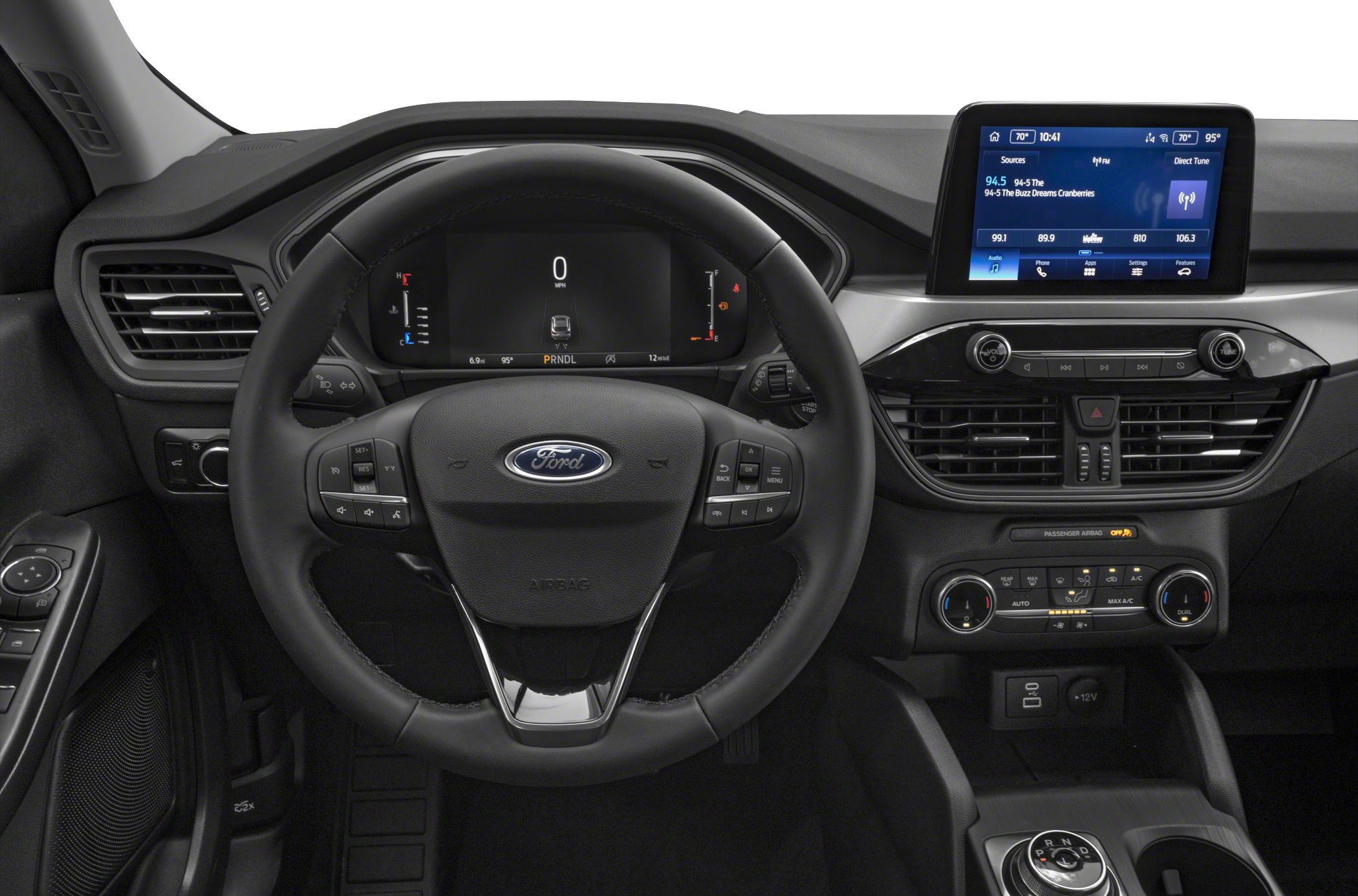 Digital instrument cluster and touchscreen infotainment with multifunction steering wheel