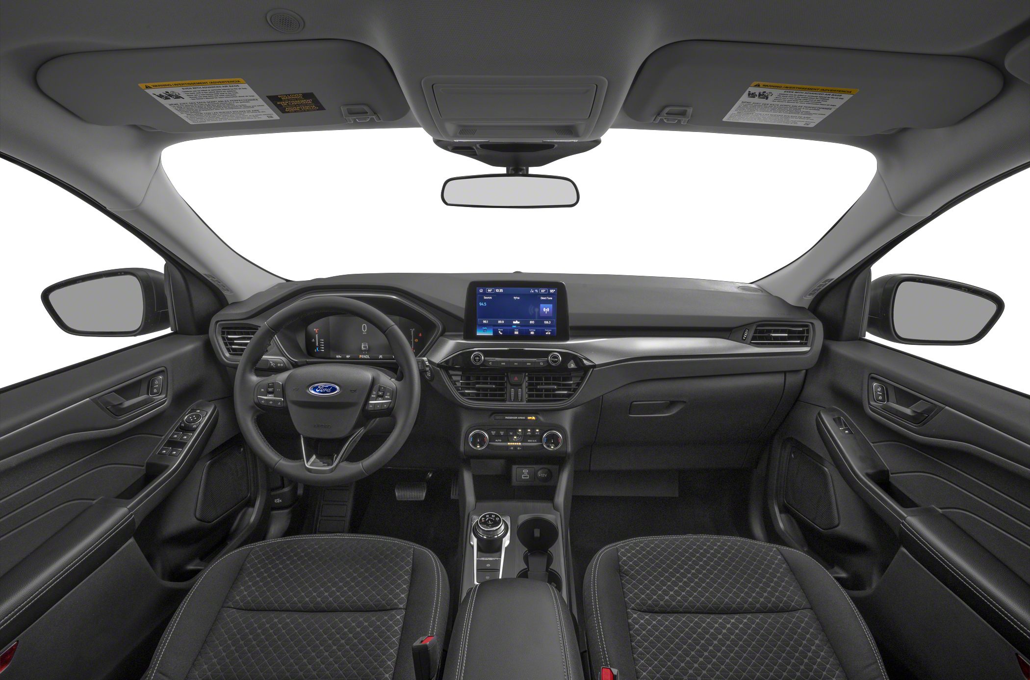Modern SUV interior with digital dashboard and touchscreen infotainment.