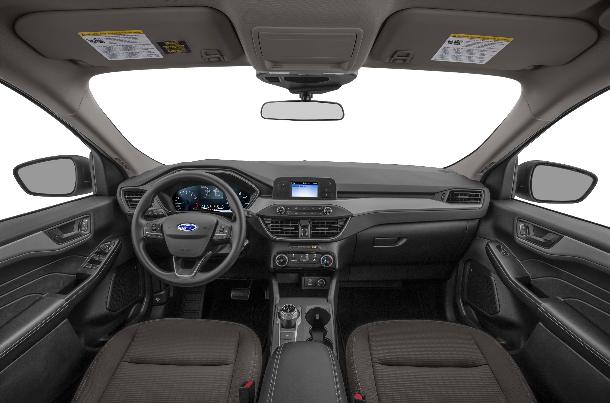 Digital instrument display and rotary gear selector in compact SUV interior