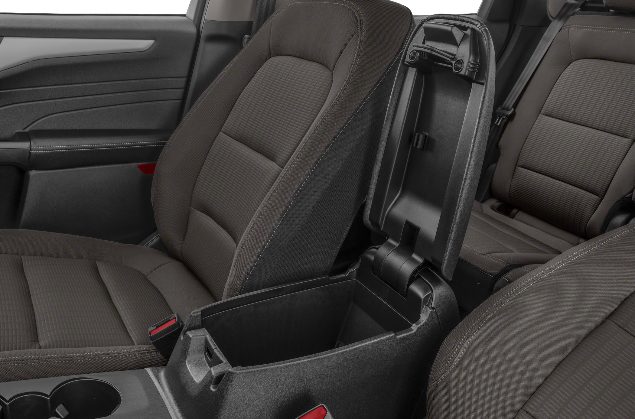 Center storage console with seats upholstery and door panel