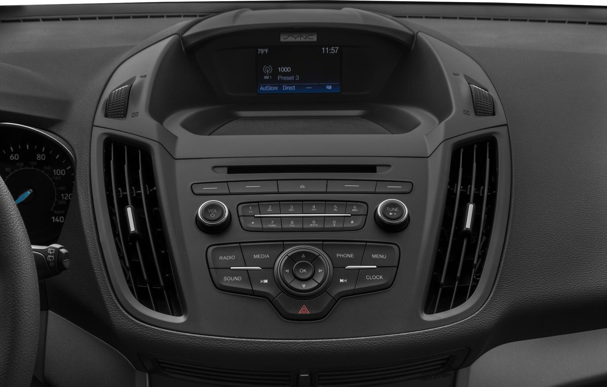 Car radio console with SYNC multimedia display and control buttons