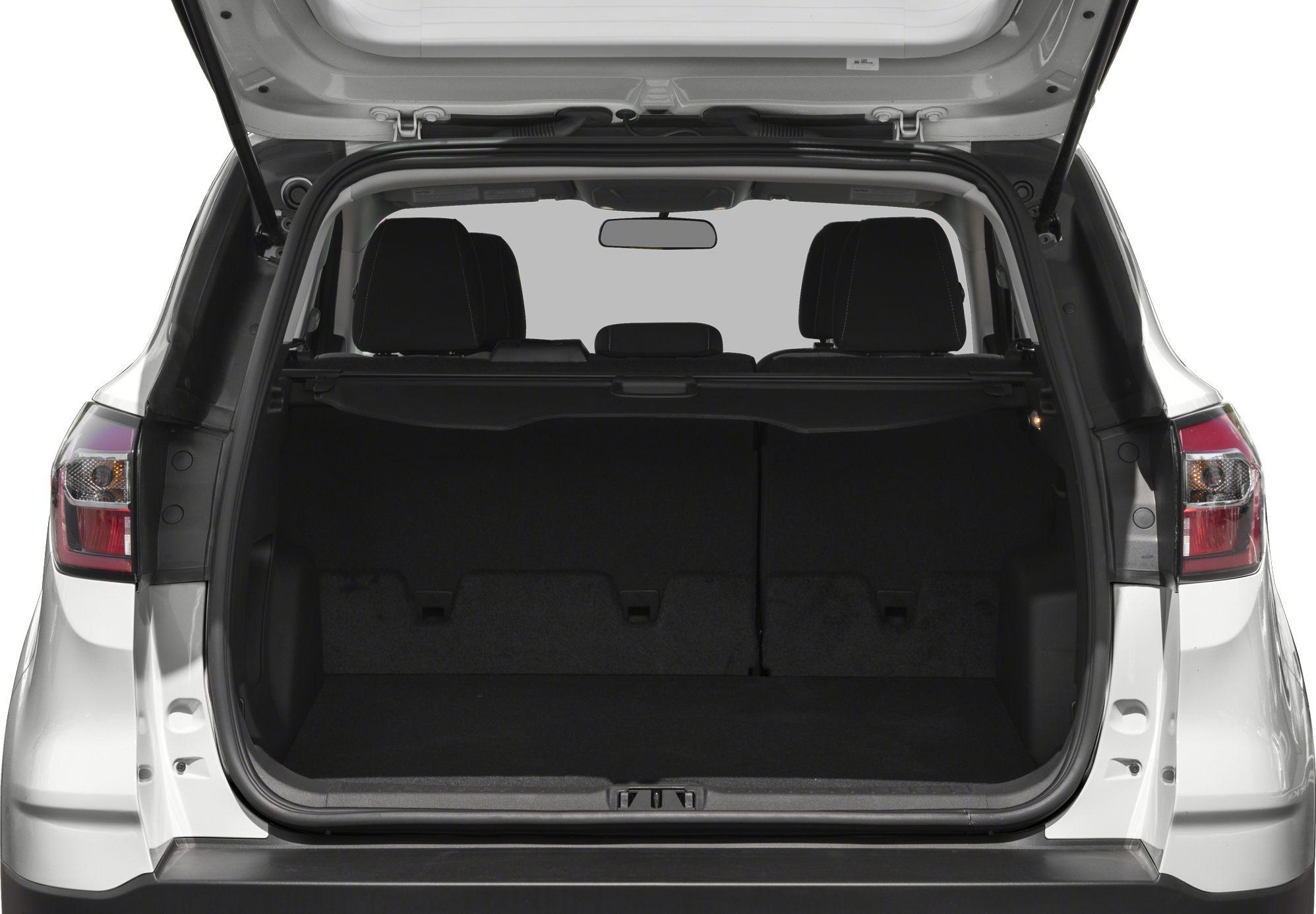 Spacious open trunk with rear seats visible and cargo cover