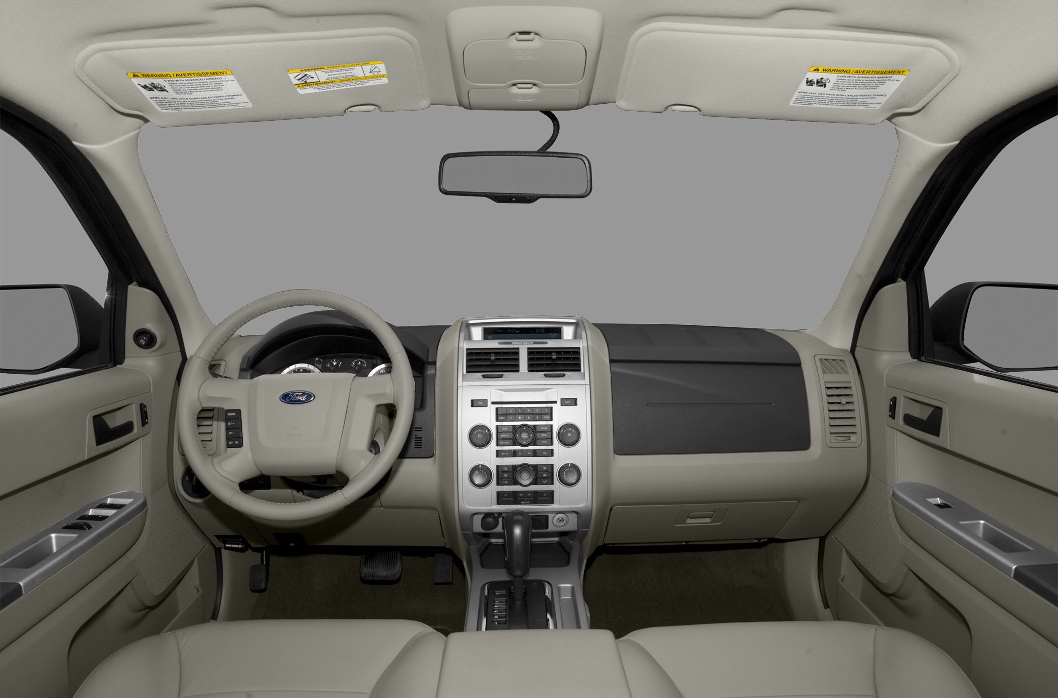 Interior dashboard and steering wheel with center console controls