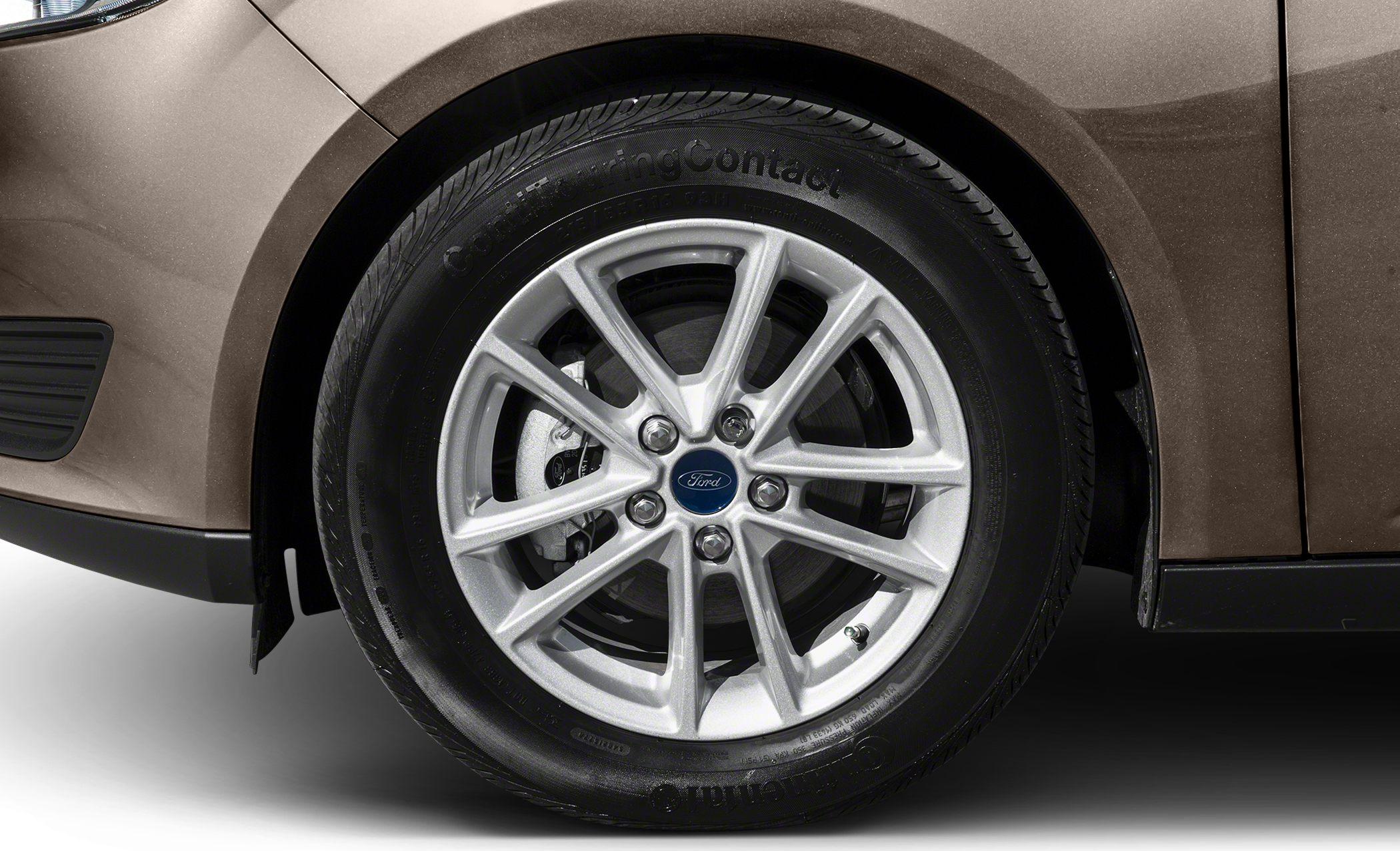 Close-up of alloy wheel and tire on a modern sedan