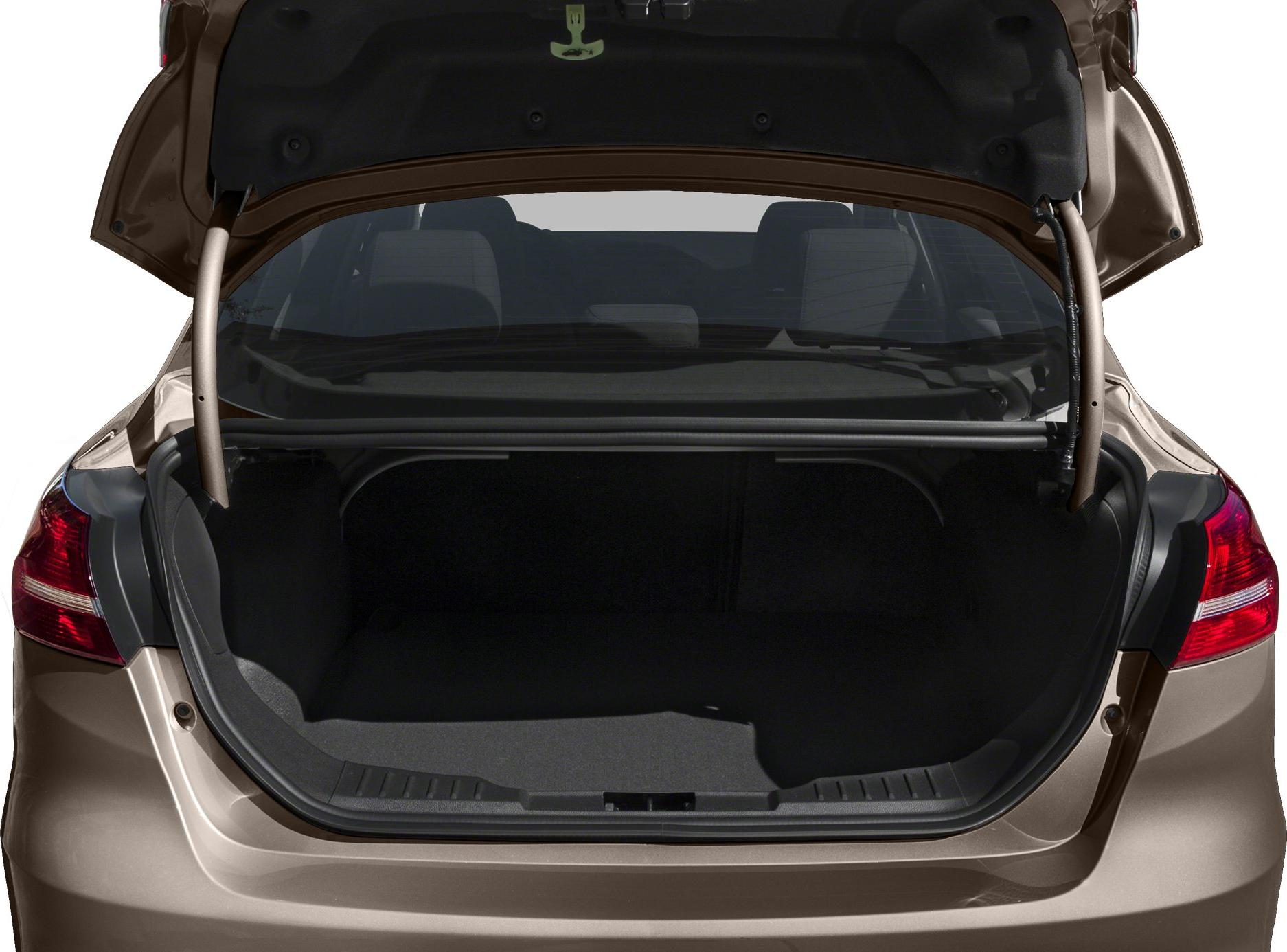 Open trunk space with visible rear seats of a sedan