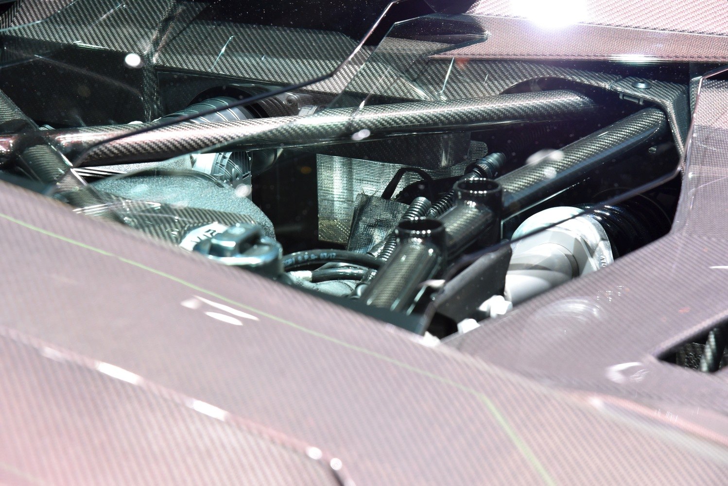 Carbon fiber tubular structural supports and mechanical engine bay components.