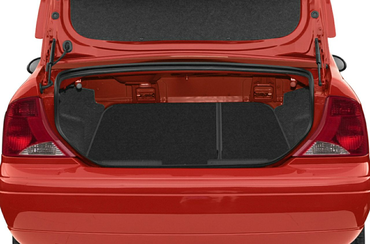 Open trunk with spacious storage area in a sedan rear view