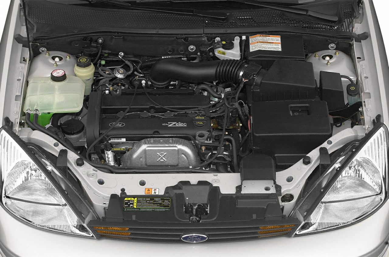 Engine bay with Zetec 1.8L engine and car front components