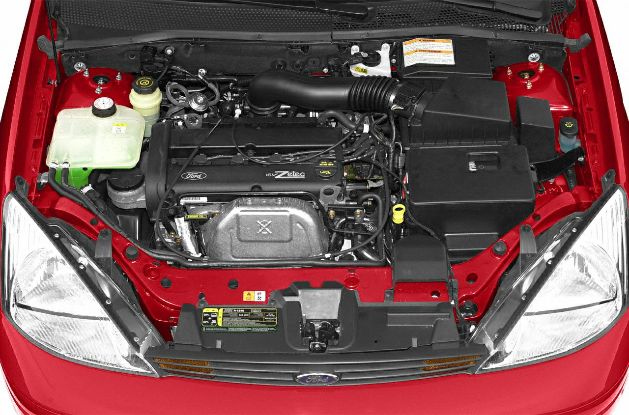 16V Zetec engine bay with visible components in red vehicle frame