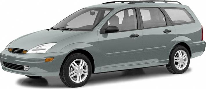 Silver station wagon with roof rails and five doors from front side perspective