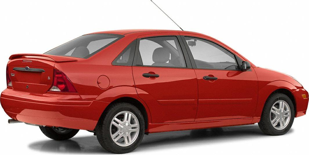 Red sedan with rear spoiler and alloy wheels, side and rear view