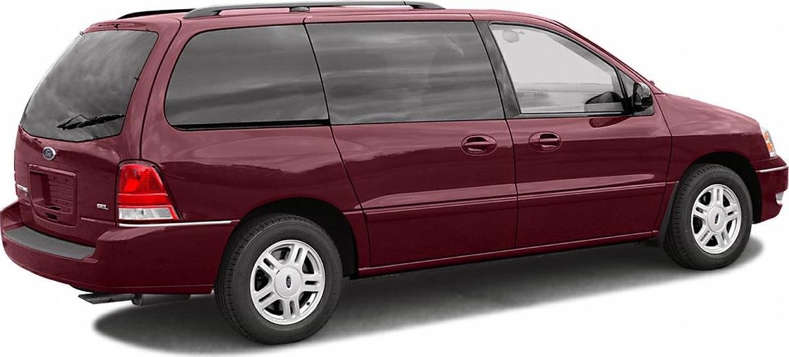 Side view of a 2004 minivan with sliding rear doors and alloy wheels