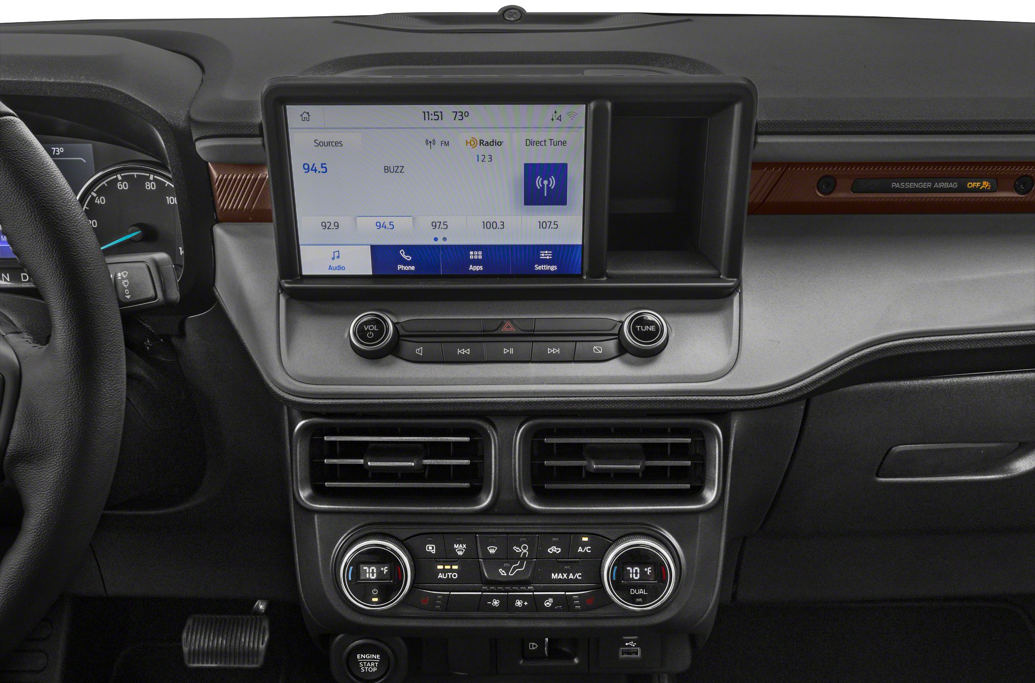 Dashboard with touchscreen multimedia and dual-zone climate control