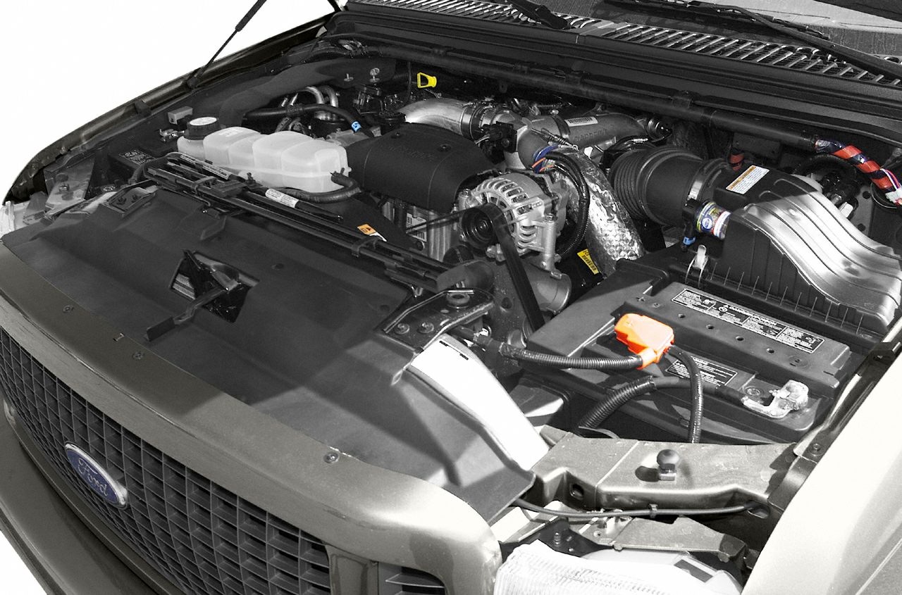 Open engine bay showing detailed engine components and layout
