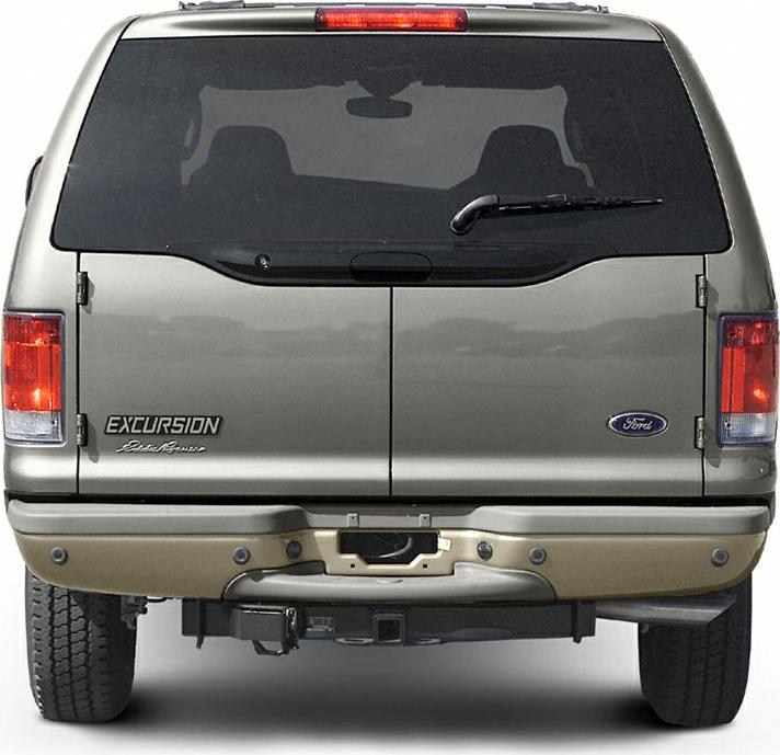 Rear view of SUV with dual door tailgate and rear window wiper