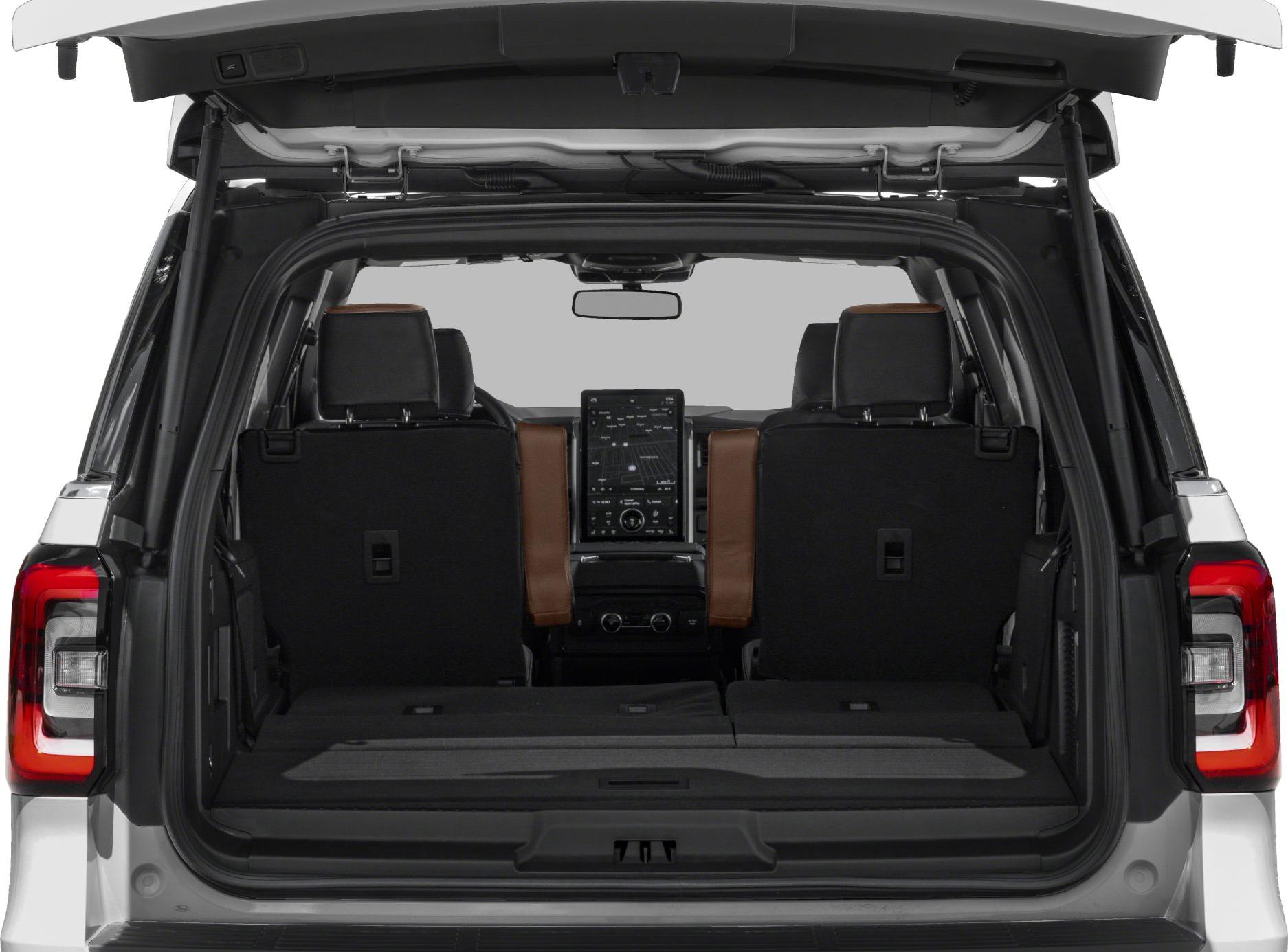 SUV rear cargo space with fold-flat rear seats and center console touchscreen