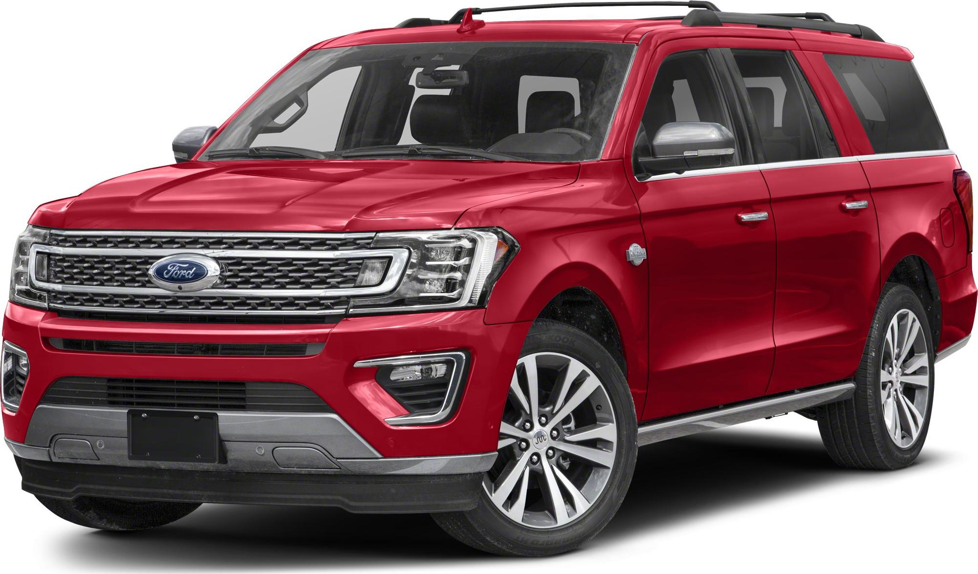 Front side view of large SUV with distinctive grille and alloy wheels