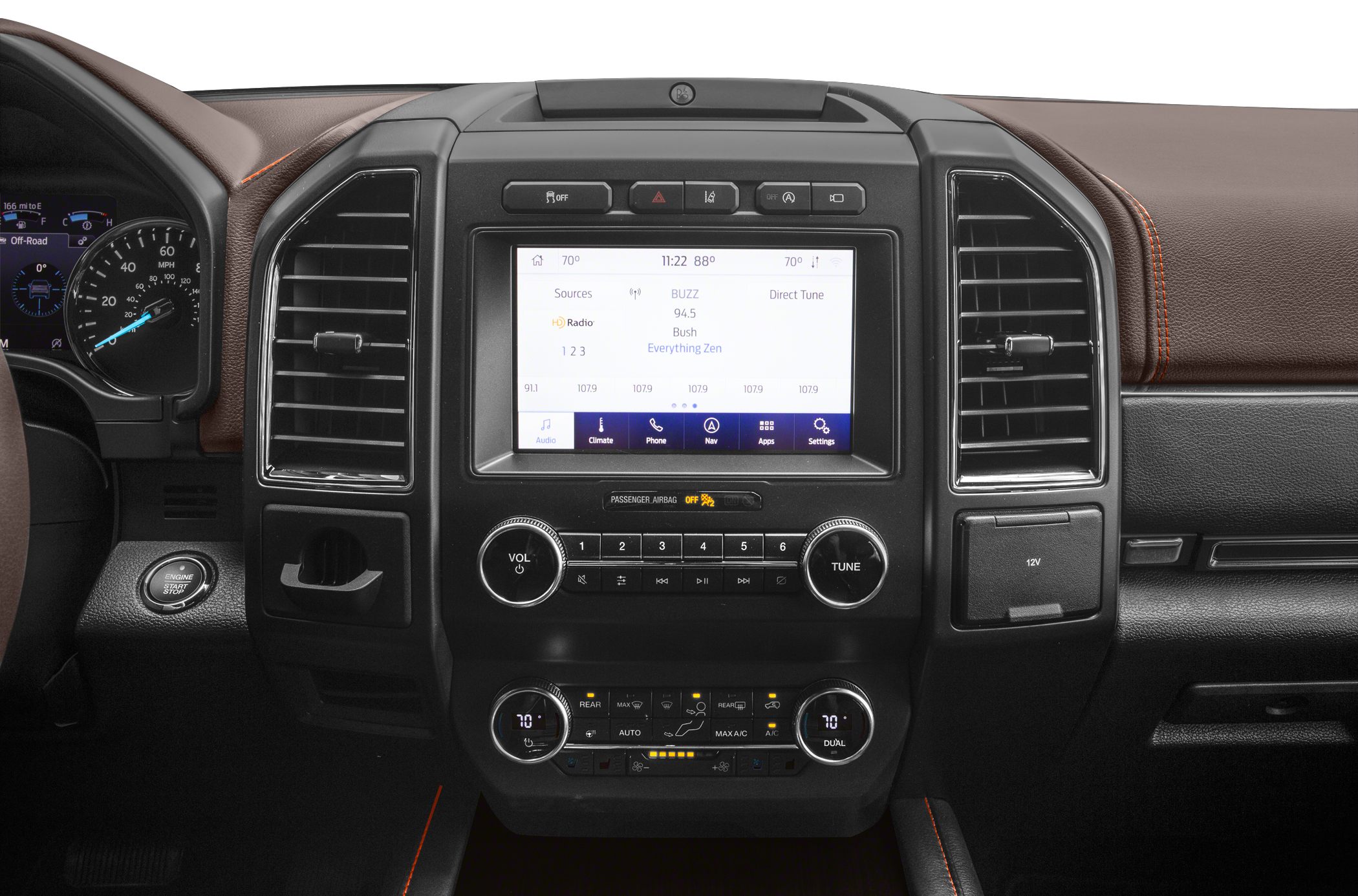 Dashboard with touchscreen infotainment and dual-zone climate controls