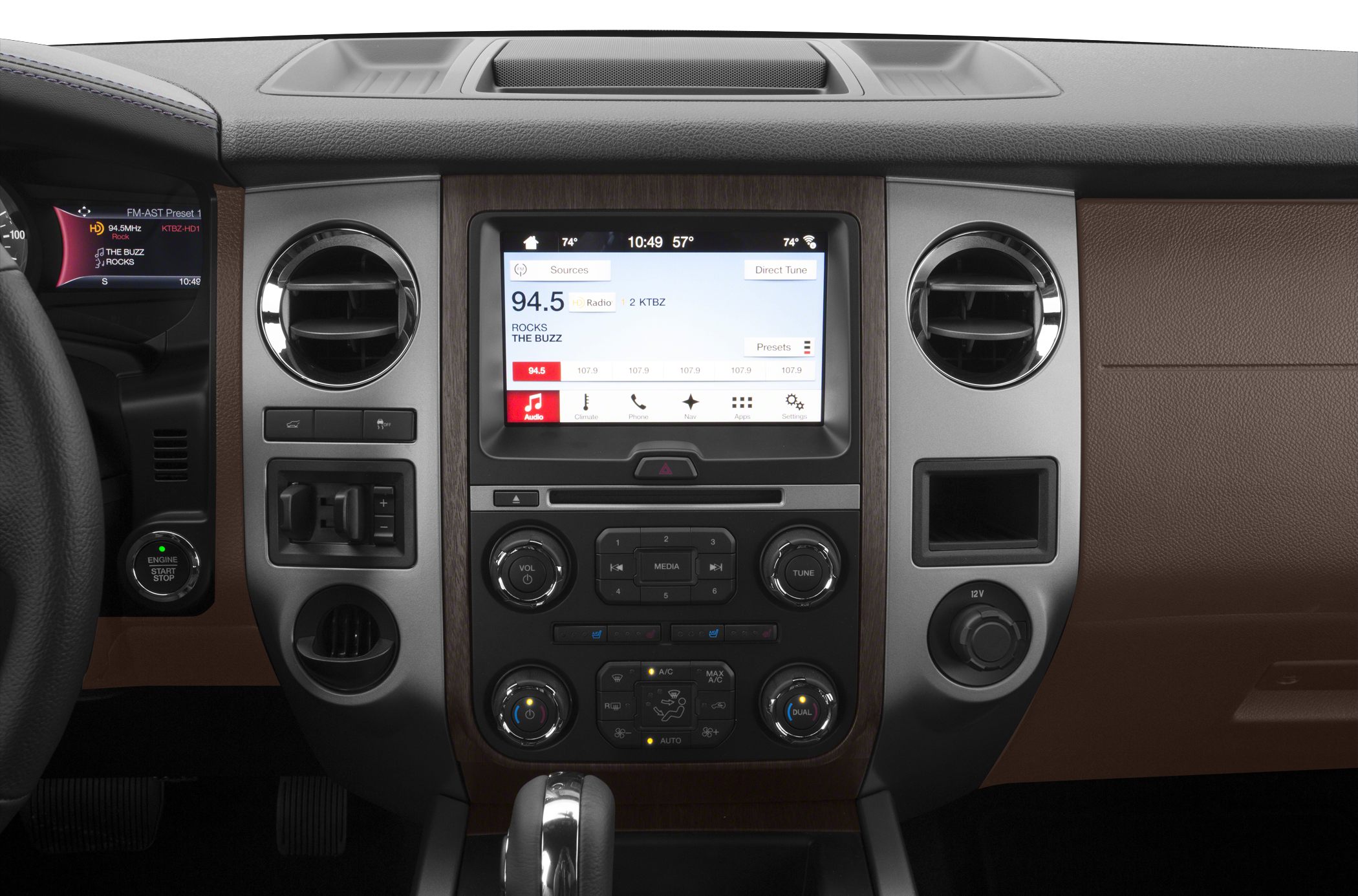 Dashboard with touchscreen infotainment and climate control features