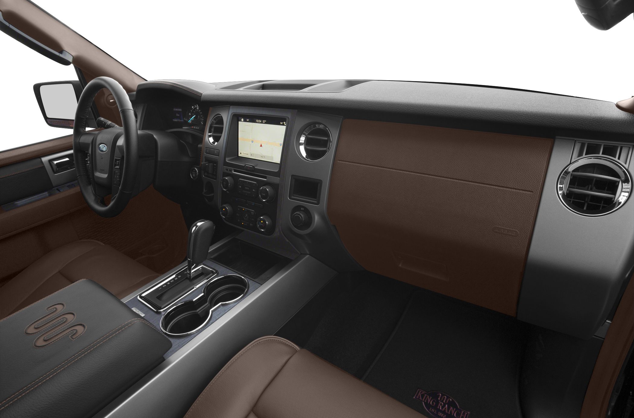 Dashboard and center console with navigation and leather trim