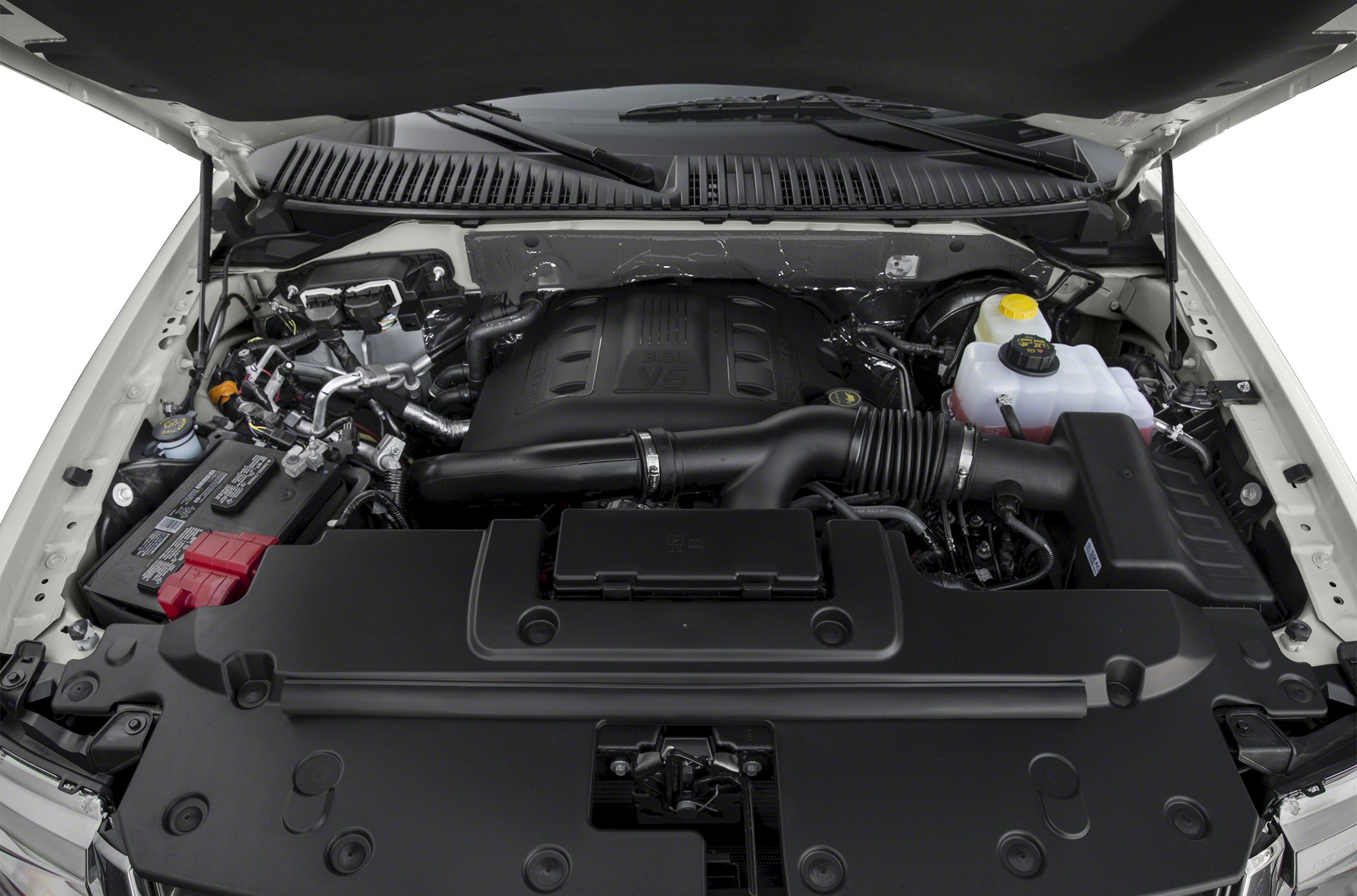 3.5L V6 engine with intake and battery in a vehicle engine bay