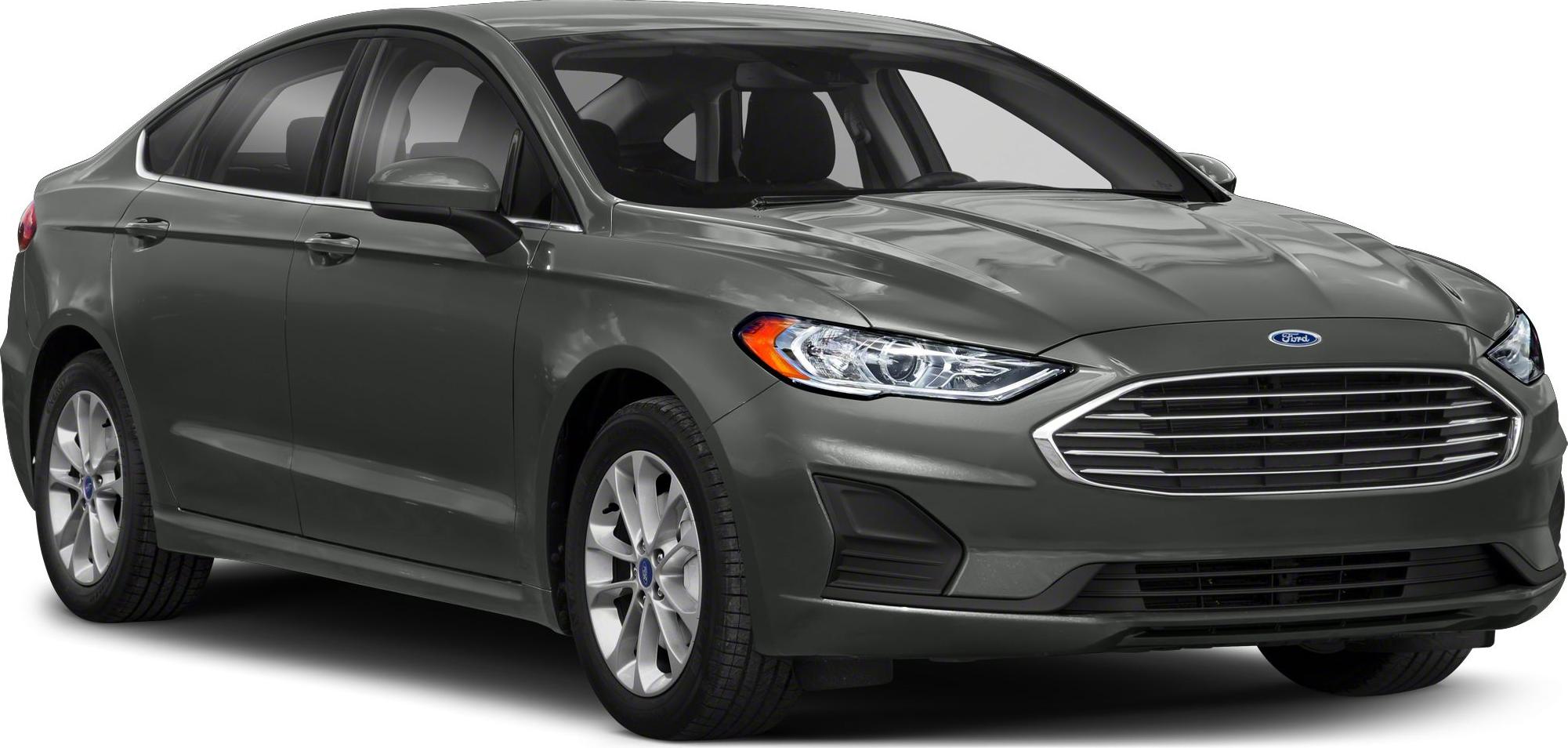 Front-side view of sedan with distinctive grille and headlights
