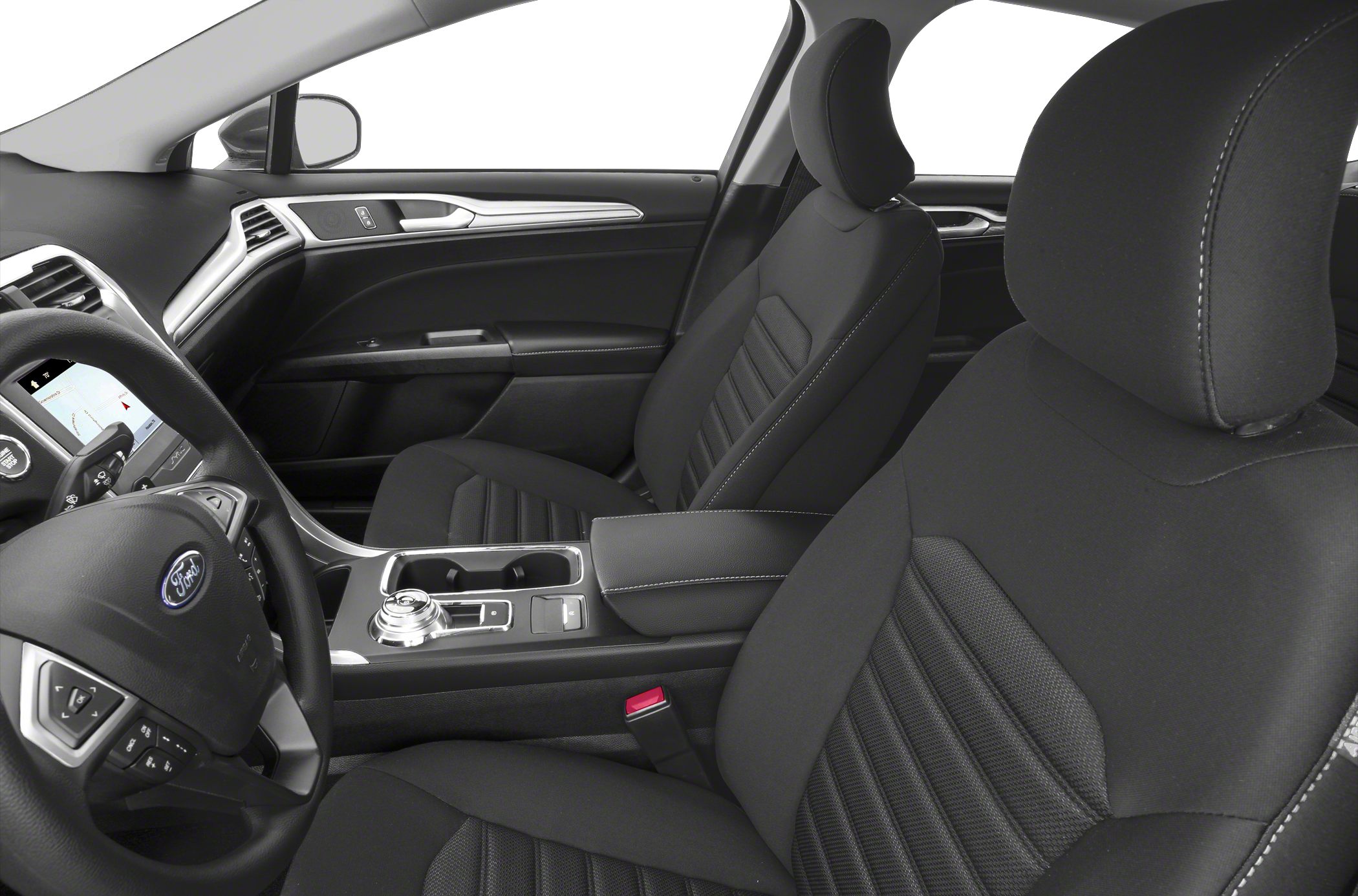 Ergonomic front seats with a modern steering wheel and center console.