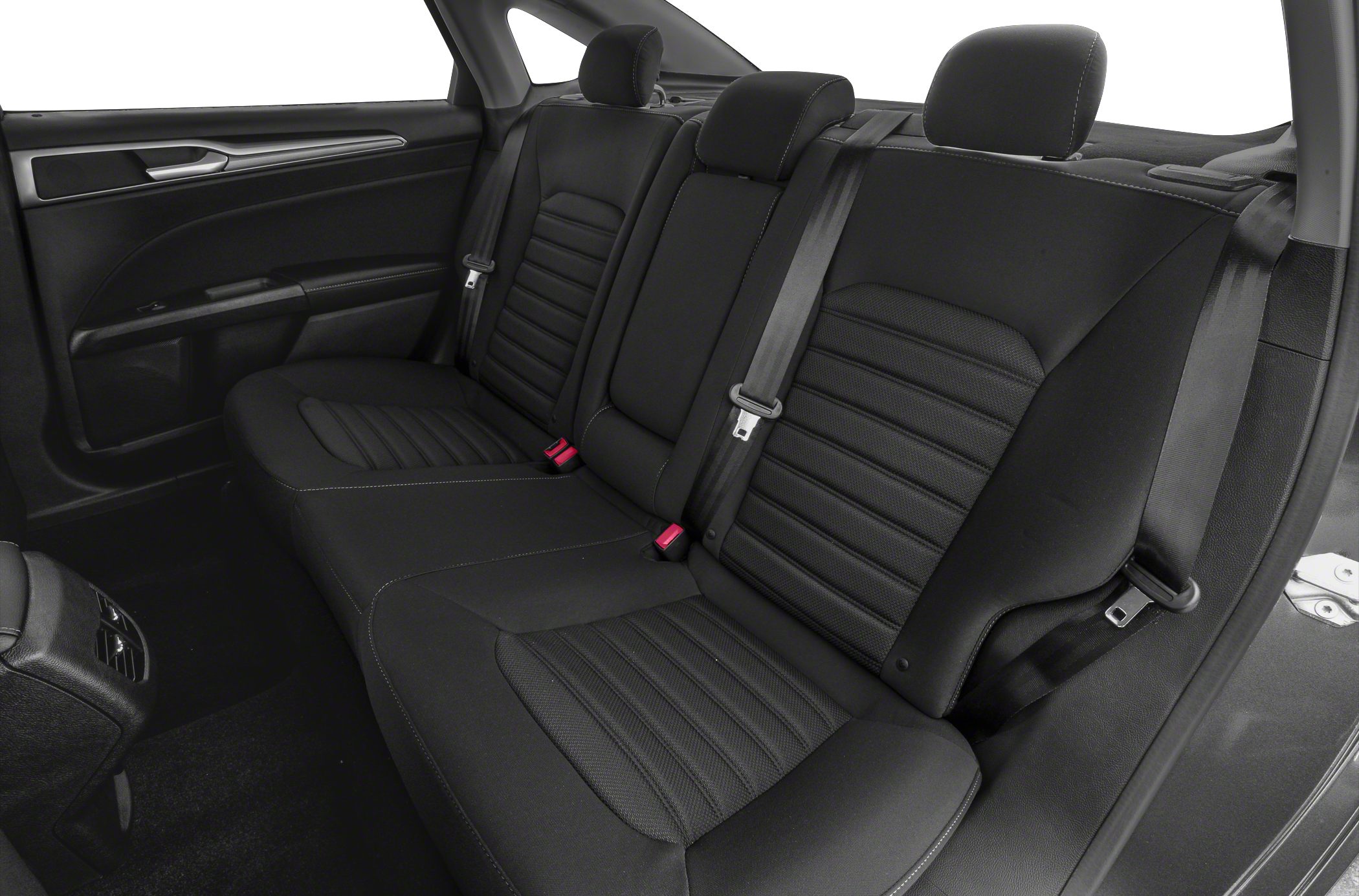 Rear seating with headrests and seat belts