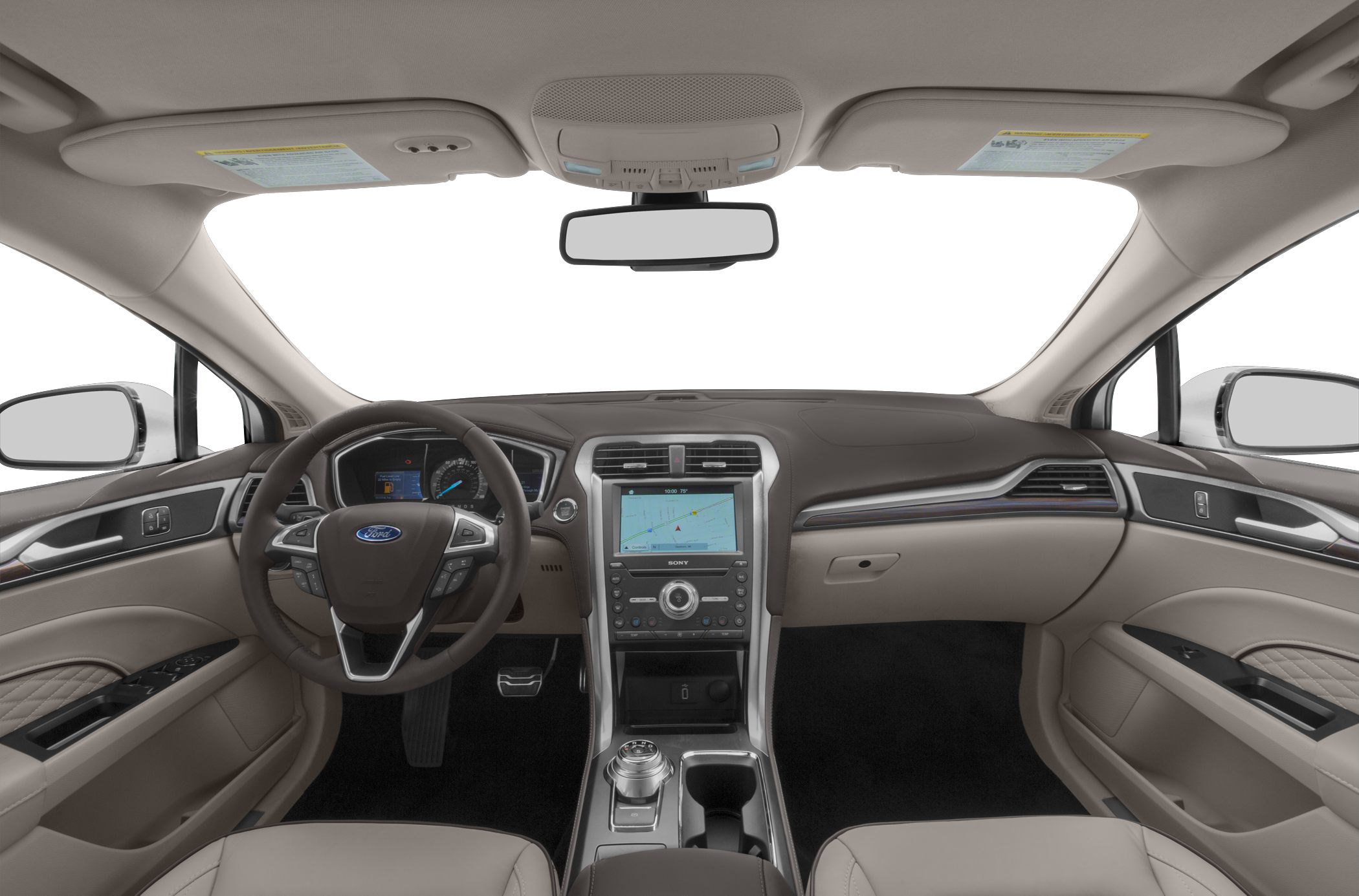 Modern dashboard with touchscreen and multifunction steering wheel