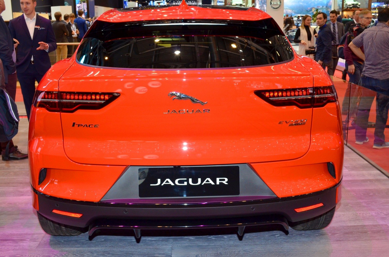 Rear view with distinctive LED tail lights and badges