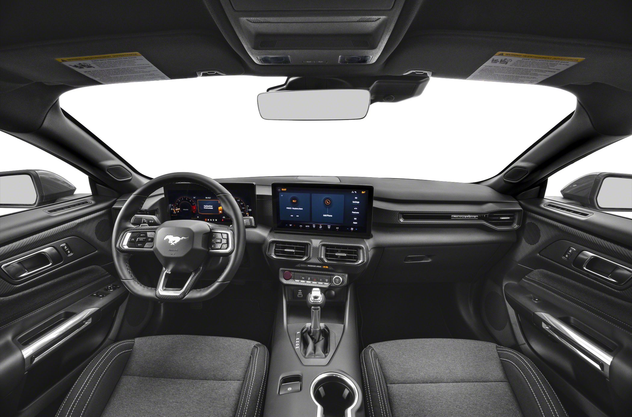 Digital dashboard with touchscreen and sleek Mustang interior design