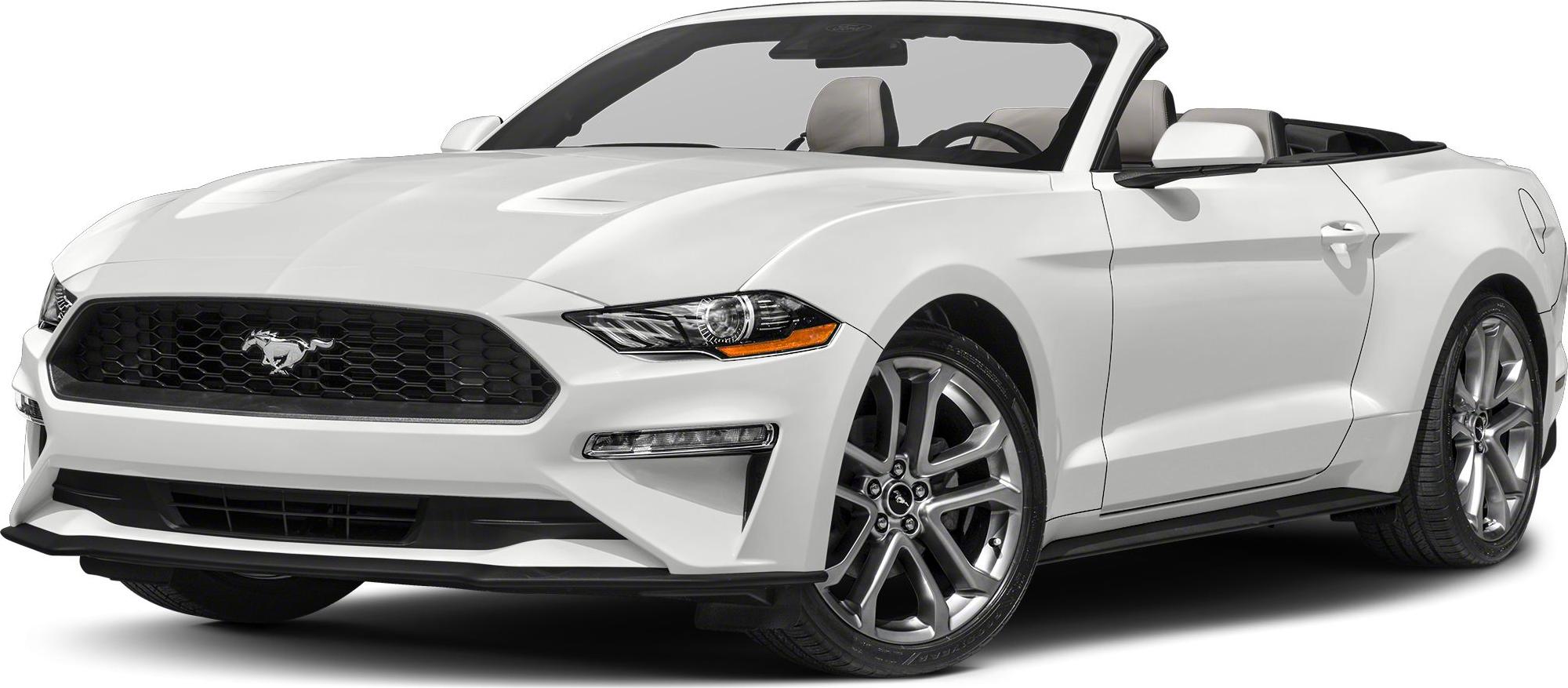 Front view with sharp headlights and alloy wheels of white convertible
