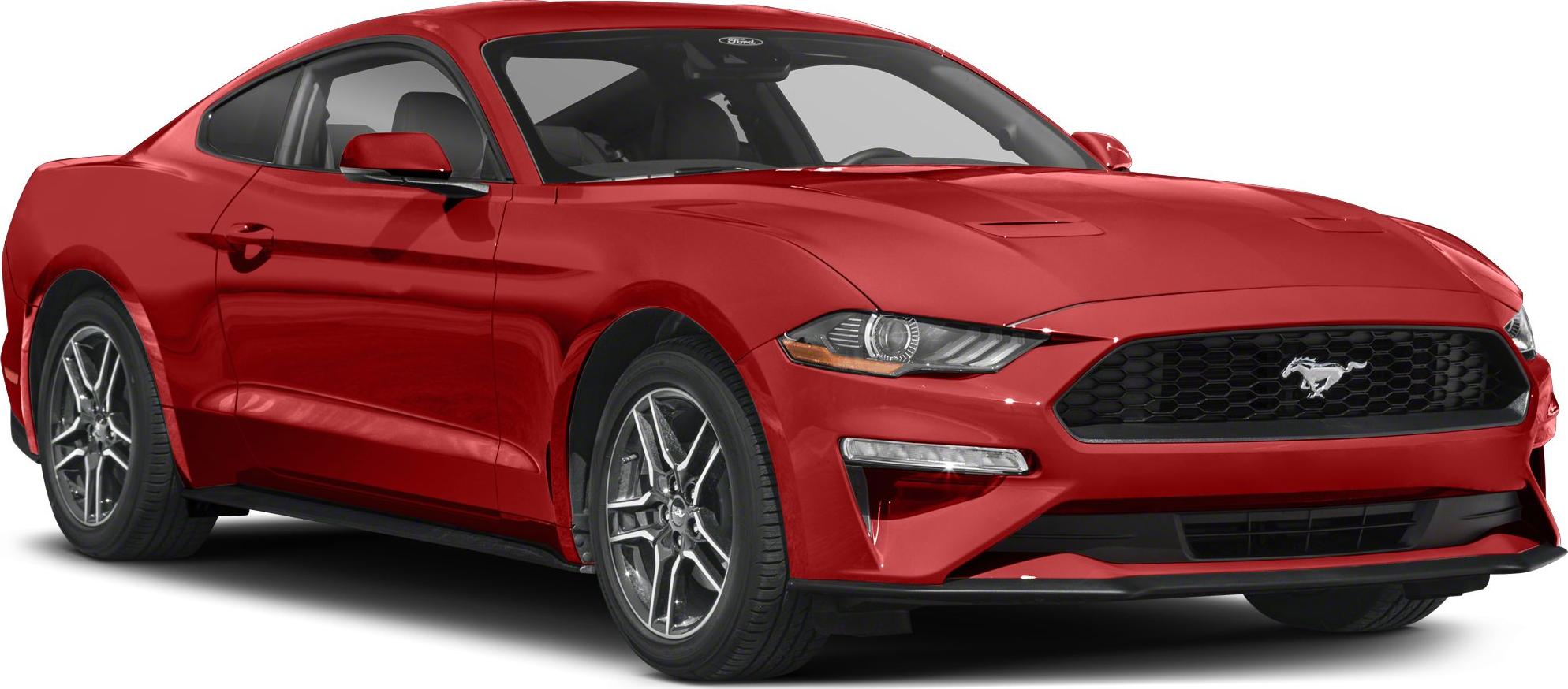 Red coupe with sharp front grille and sleek headlights