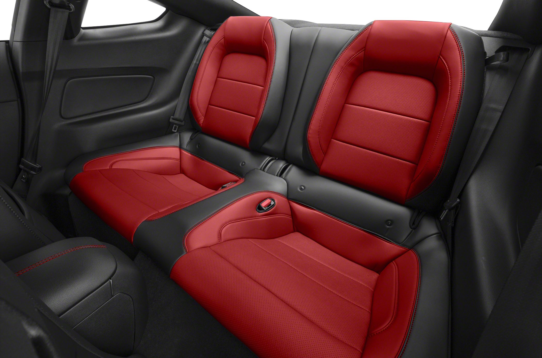 Red and black rear seating with sporty two-tone upholstery