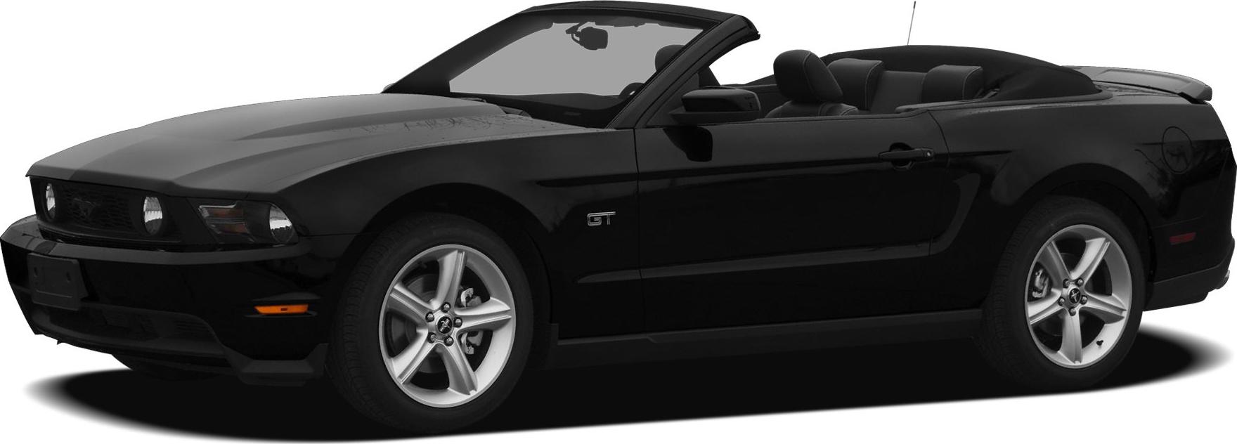 Black convertible muscle car with five-spoke alloy wheels and open roof