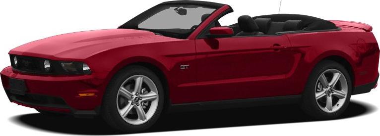Red convertible with open roof and GT badge