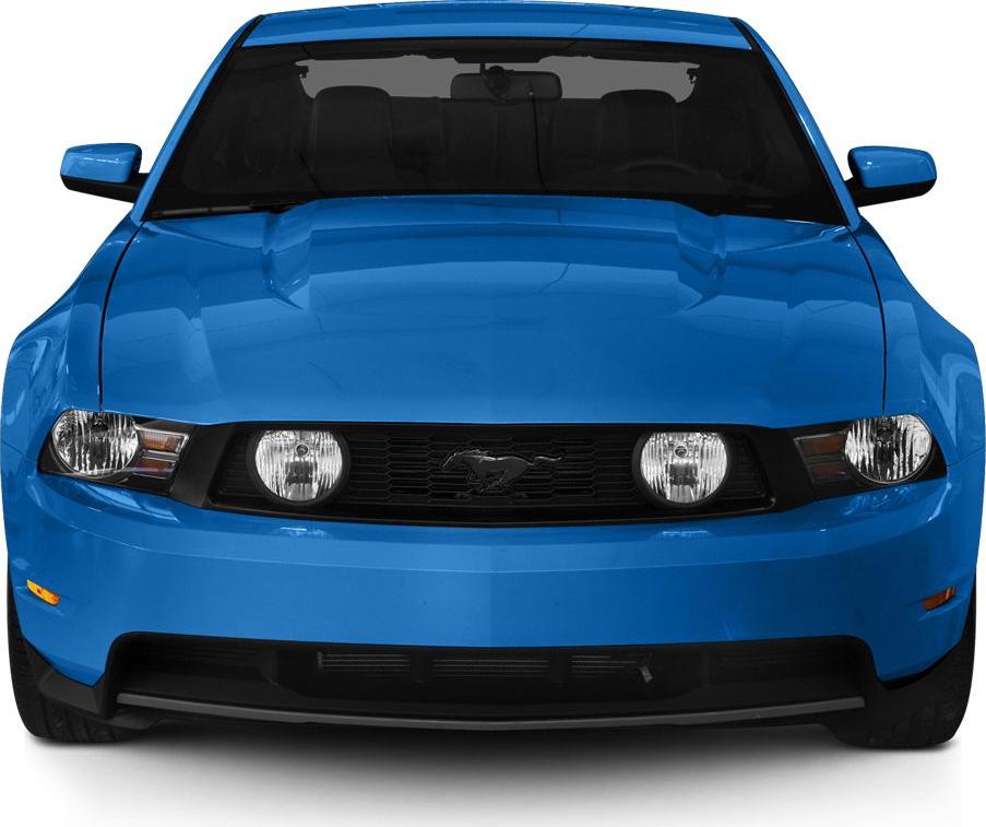 Front view showing grille with Mustang emblem and headlights