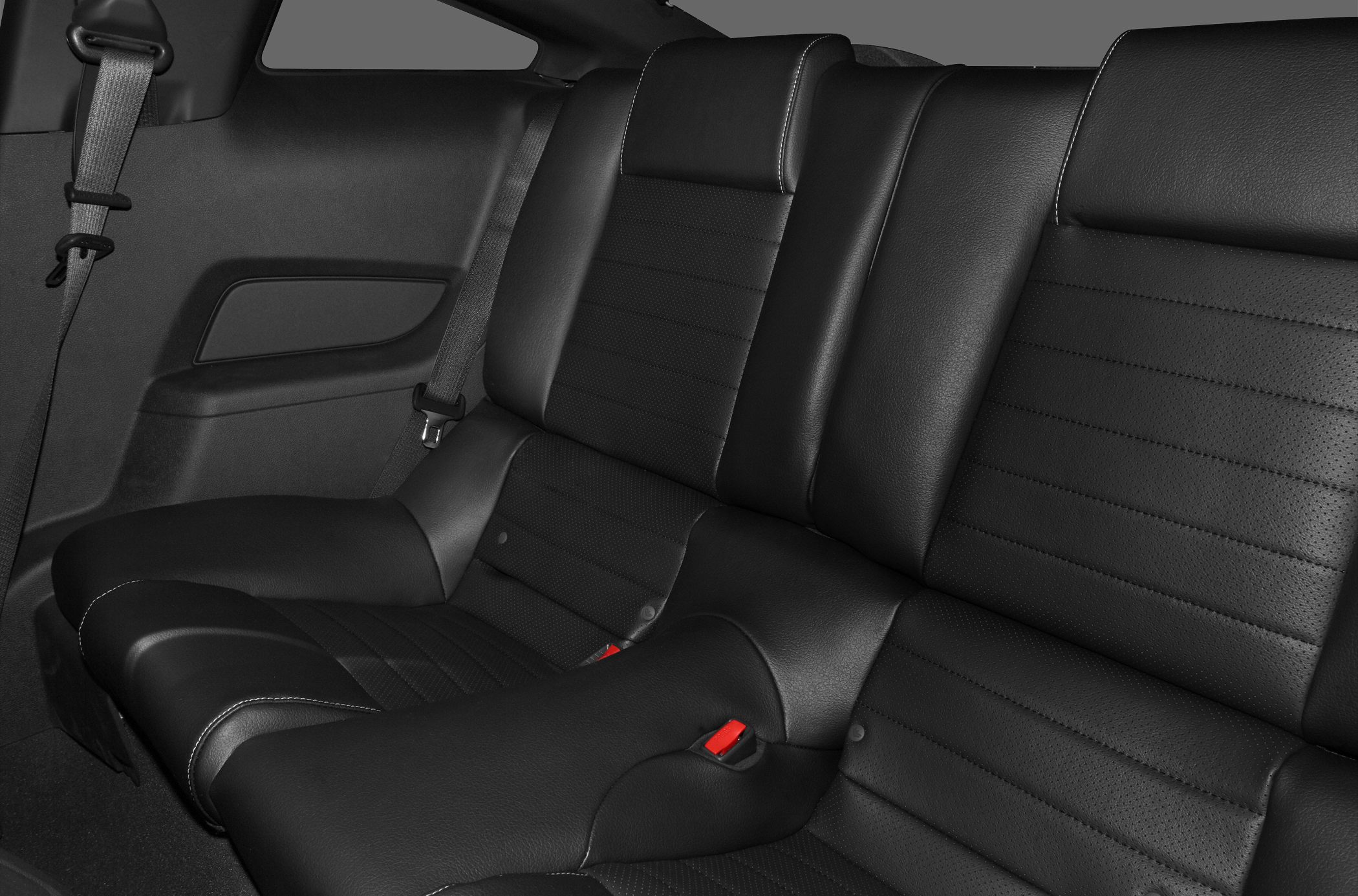 Black leather rear seat with seat belts