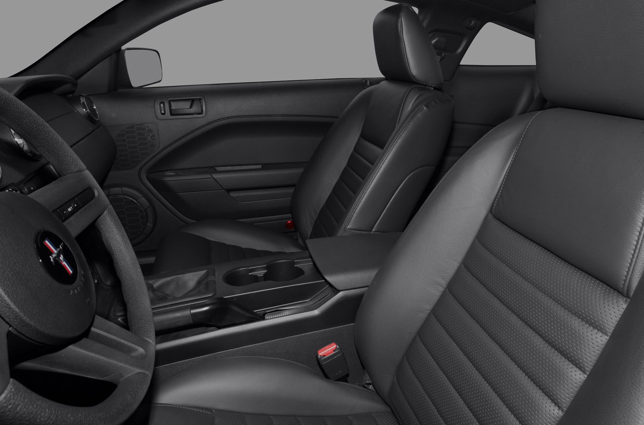 Black leather seats and center console interior