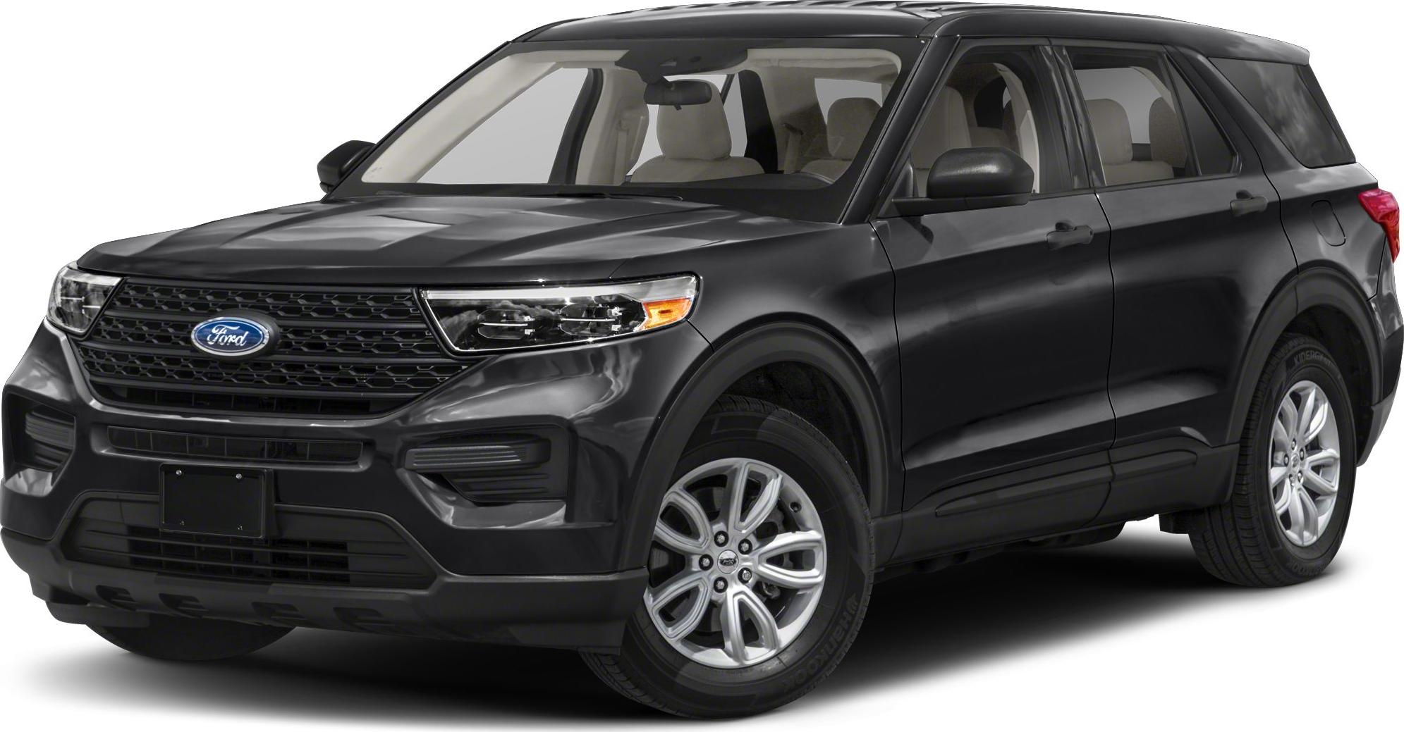 Black SUV with detailed grille, headlights, and alloy wheels