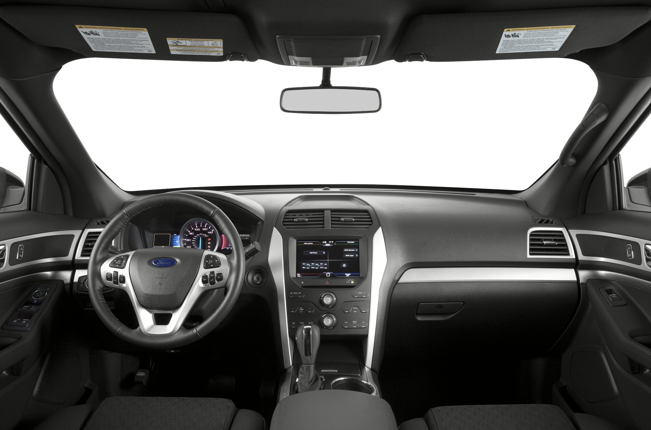 Touchscreen infotainment system and multifunction steering wheel layout