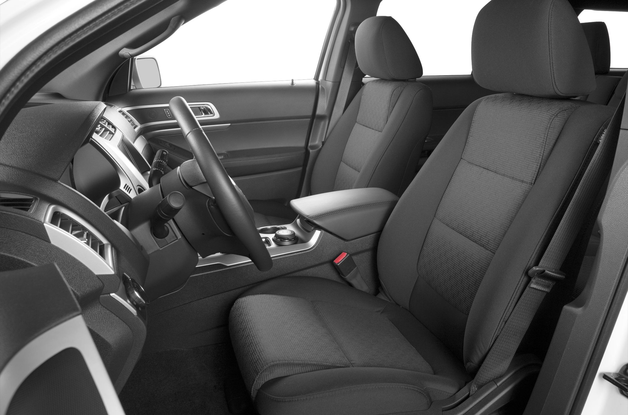 Front seats, steering wheel, dashboard interior view