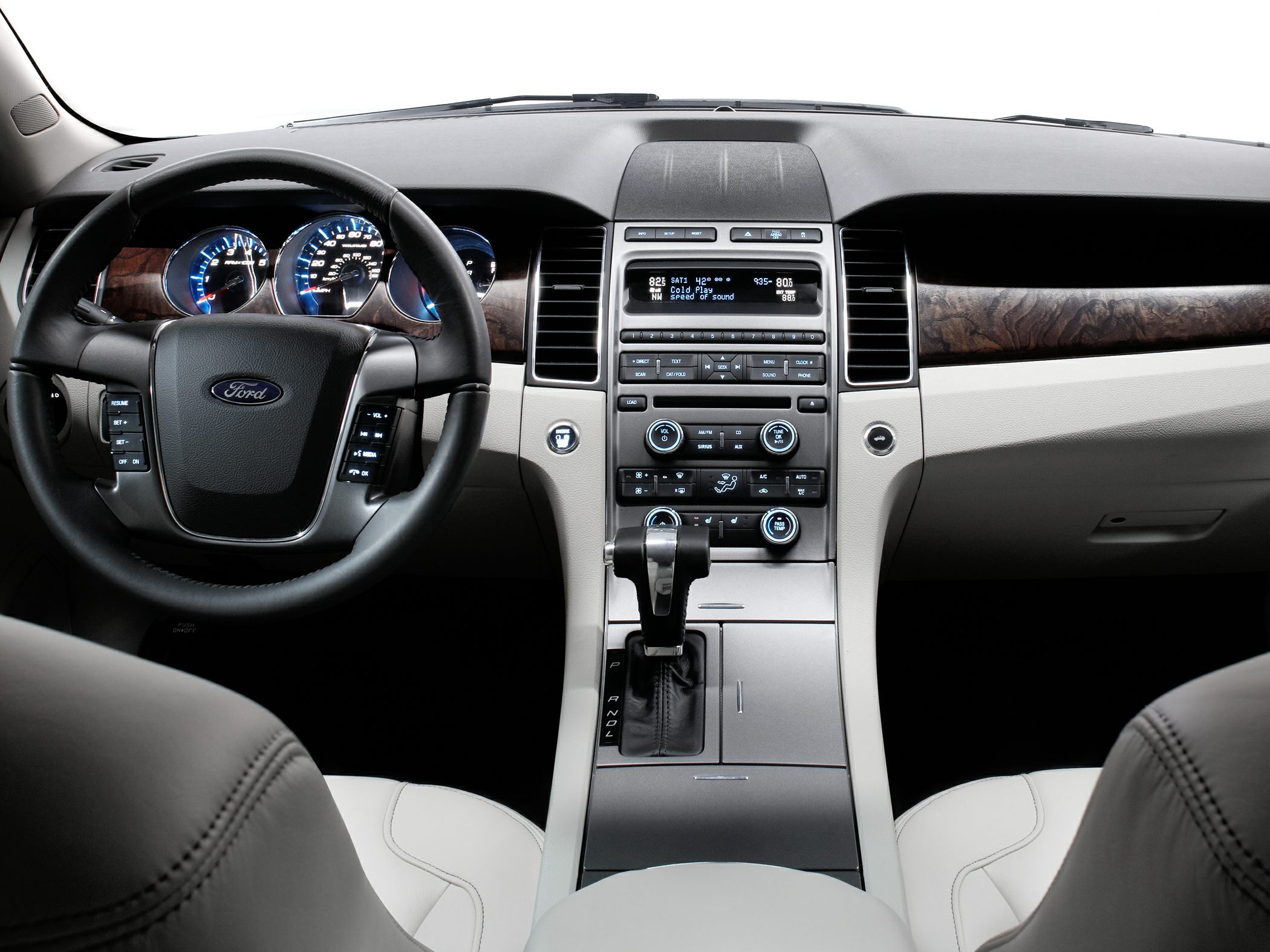 Modern dashboard and steering wheel with digital instrument cluster and central console controls