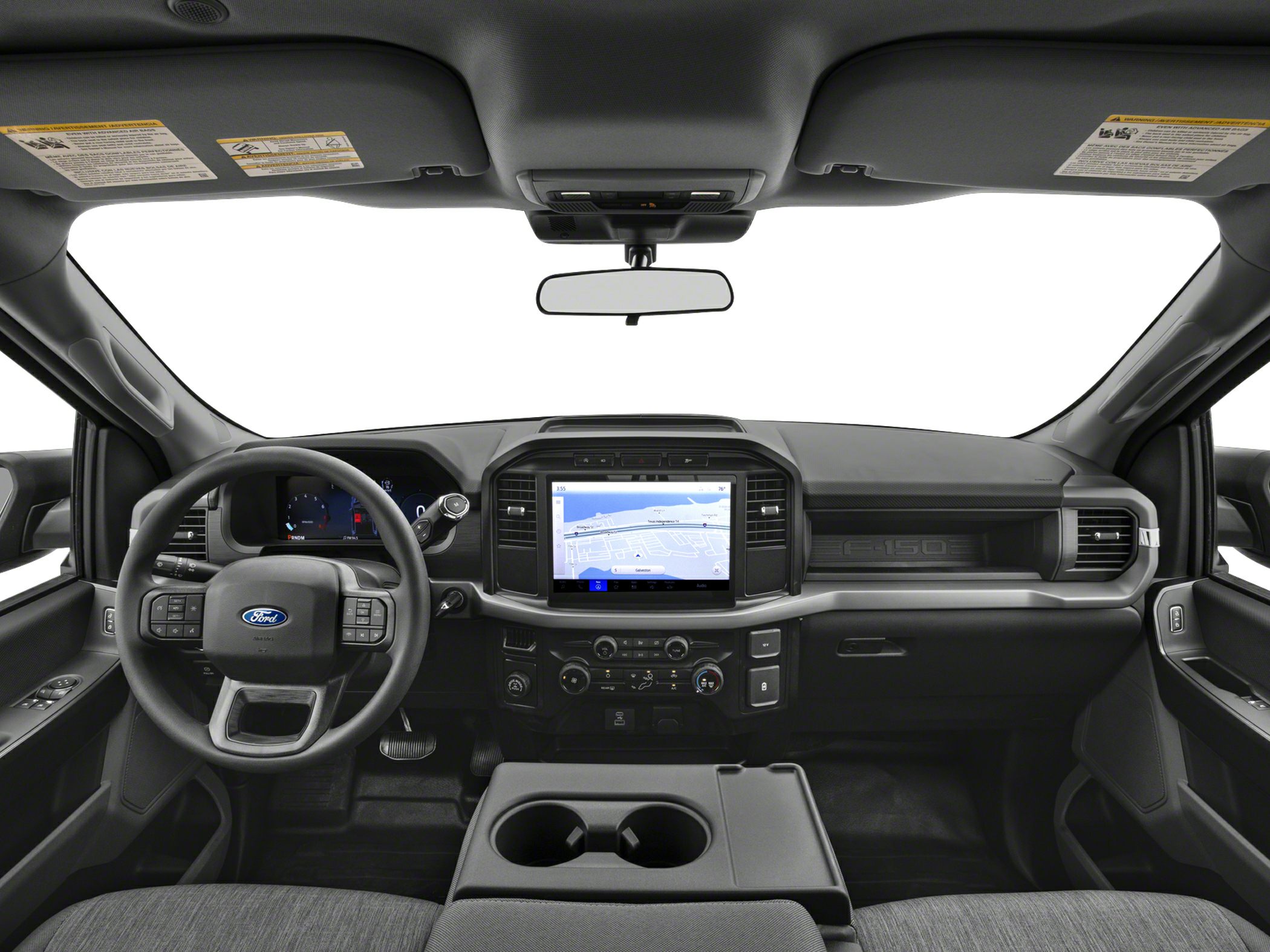 Modern dashboard and infotainment screen in truck interior
