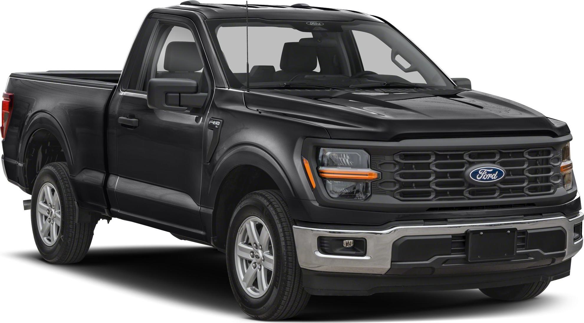 Black pickup with LED headlights and bold grille.